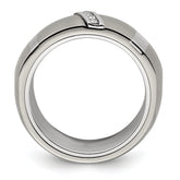 Edward Mirell Titanium and Silver Two-Tone Diamond Wedding Band
